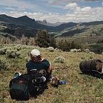 A backpacker taking in the view